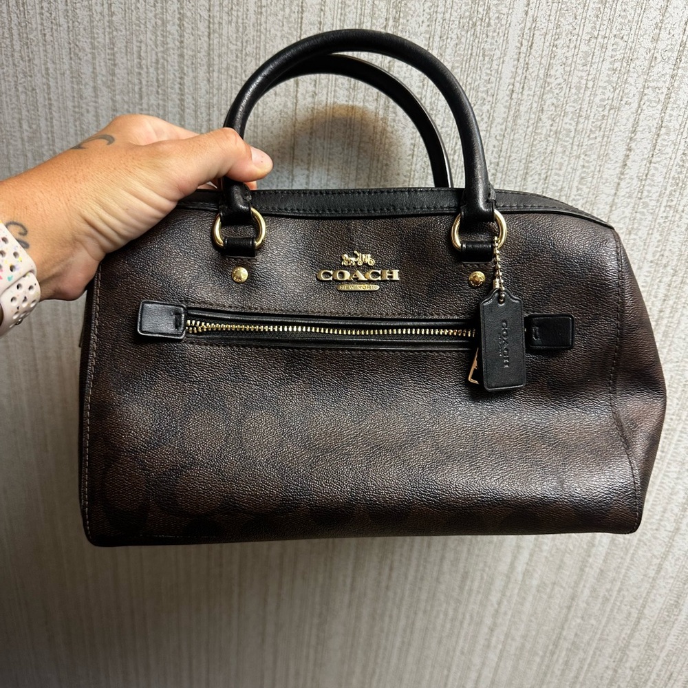 Coach Black and Brown Leather Satchel